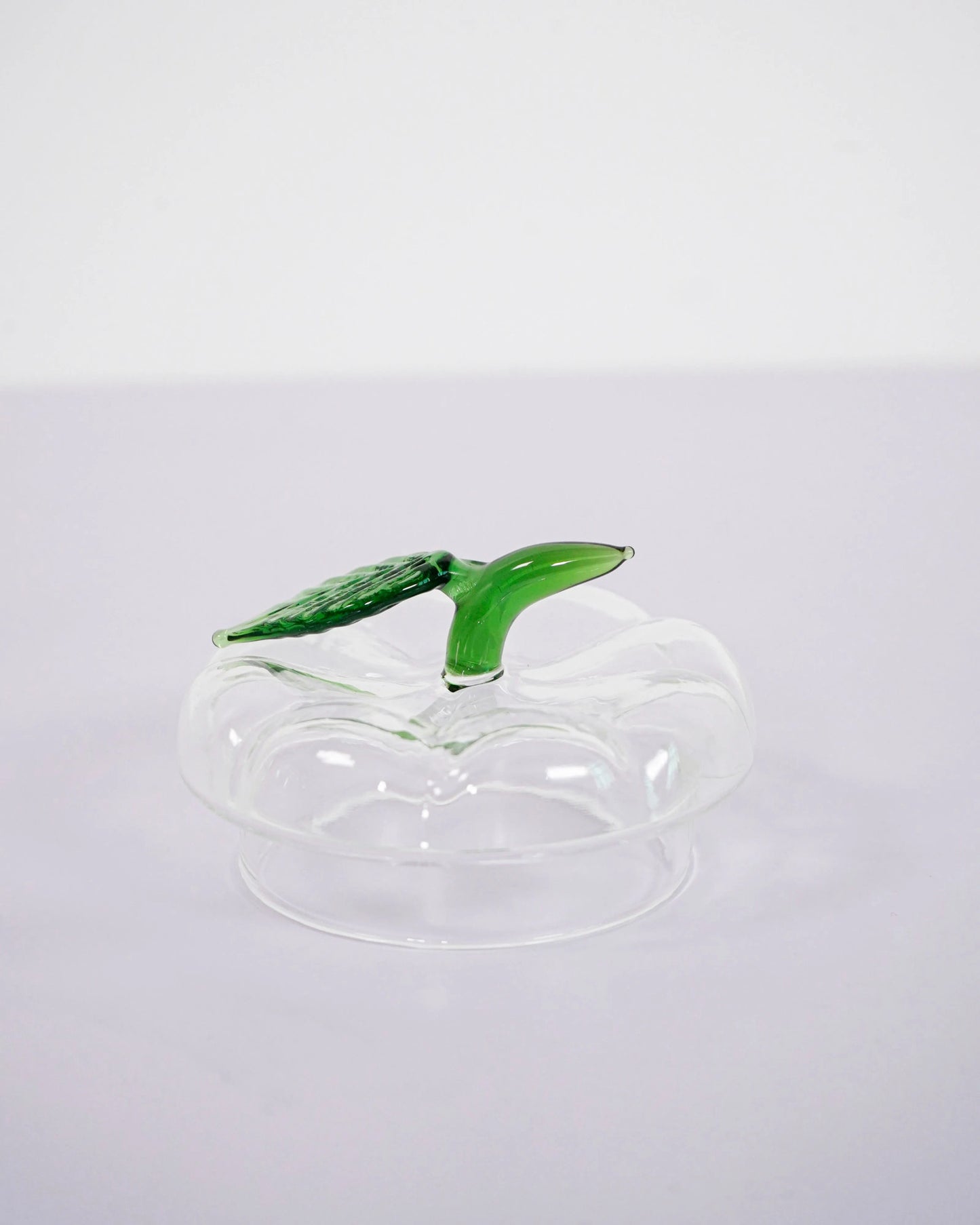 glass pumpkin teapot green leaf lid