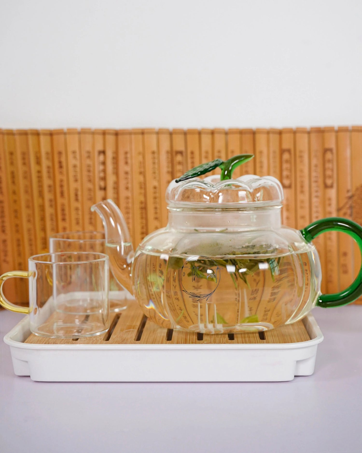 Glass pumpkin teapot setup